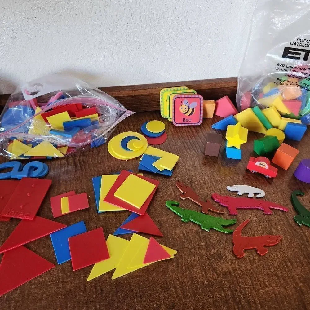 Tangram wooden plastic foam toys puzzle jigsaw build create bundle colorful brig